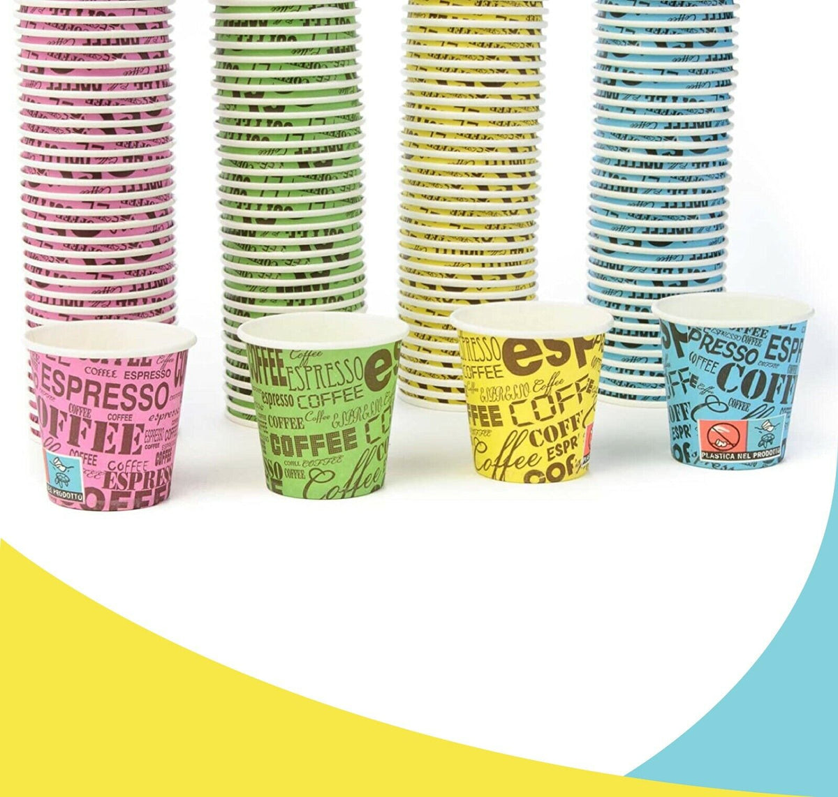 1000 pz BICCHIERE DI CARTA PER CAFFè TEAM BIO 75 ML CAFFè BICCHIERINI COLORATI..