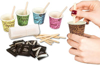 1 KIT ACCESSORI BIO PER CAFFE' 150 BICCHIERI 150 BUSTINE DI ZUCCHERO 150 PALETTE BIODEGRADABILE