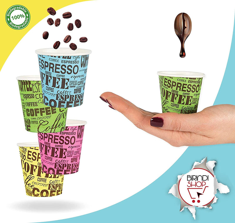 1000 pz BICCHIERE DI CARTA PER CAFFè TEAM BIO 75 ML CAFFè BICCHIERINI COLORATI