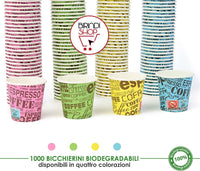 1000 pz BICCHIERE DI CARTA PER CAFFè TEAM BIO 75 ML CAFFè BICCHIERINI COLORATI